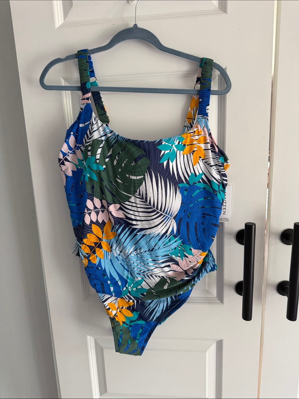 Women’s Blue Tropical One-Piece Swimsuit‎ 22W